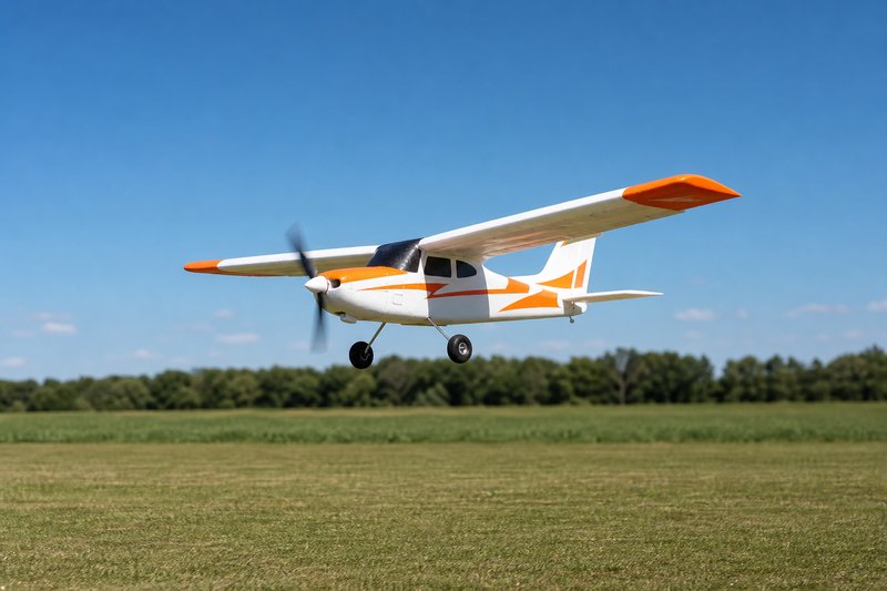 RC-Flugzeug im Flug – Trainer-Modell mit Hochdeckerflügel